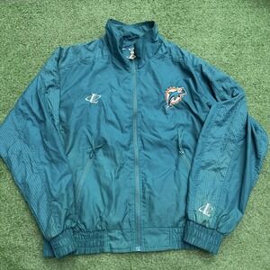 Vintage Miami Dolphins Jacket Mens Large Green NFL Logo Athletic Embroidered